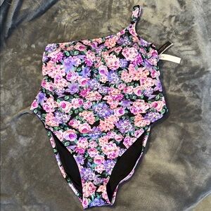 Victoria Secret Floral One-Shoulder women’s Swimsuit xl NWT